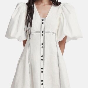 Aje White Puff Sleeve Mini Dress